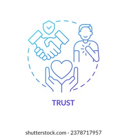 Trust blue gradient concept icon. Personal growth. Coach training. Breaking self imposed block tip abstract idea thin line illustration. Isolated outline drawing. Myriad Pro-Bold font used