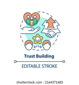 Trust building concept icon. Attribute of inclusive leadership abstract idea thin line illustration. Motivated workforce. Isolated outline drawing. Editable stroke. Arial, Myriad Pro-Bold fonts used