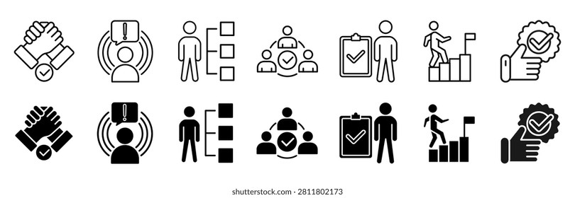 Trust building icon set. commitment and integrity vector illustration concept