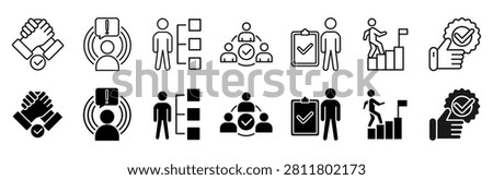 Trust building icon set. commitment and integrity vector illustration concept