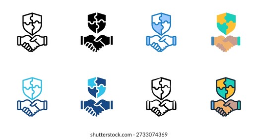 Trust Building icons set multiple style collection. Editable stroke 
