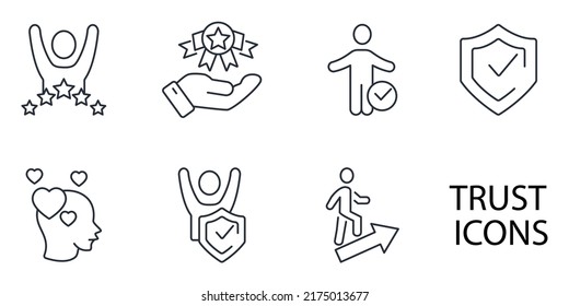 trust building icons set . trust building pack symbol vector elements for infographic web