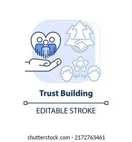 Trust building light blue concept icon. Attribute of inclusive leadership abstract idea thin line illustration. Isolated outline drawing. Editable stroke. Arial, Myriad Pro-Bold fonts used