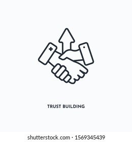 trust building outline icon. Simple linear element illustration. Isolated line trust building icon on white background. Thin stroke sign can be used for web, mobile and UI.