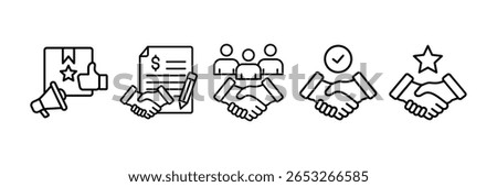 Trust Business Icon Set Multiple Style Collection, Containing design Brand Awareness, Business Partnership, Cooperation, Goodwill
