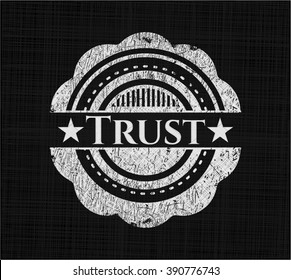 Trust chalk emblem, retro style, chalk or chalkboard texture