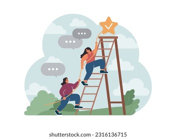 Concepto de confianza. Amigos cercanos compartiendo secretos entre ellos. Apoyo y fiabilidad de la amistad. Relaciones confiables. Ilustración vectorial plana