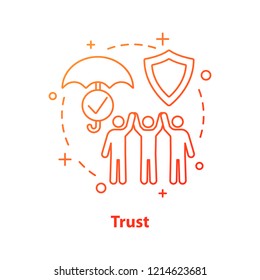 Trust concept icon. Idea thin line illustration. Friendship, partnership. Teamwork. Vector isolated outline drawing