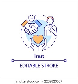 Trust concept icon. Personal development. Removing self imposed barrier tip abstract idea thin line illustration. Isolated outline drawing. Editable stroke. Arial, Myriad Pro-Bold fonts used