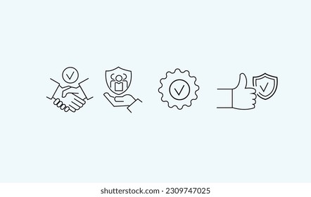trust, confidence and trustworthy vector line icons vector illustration
