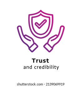 Trust And Credibility Written Black Color With Amazing Purple Gradient Icon