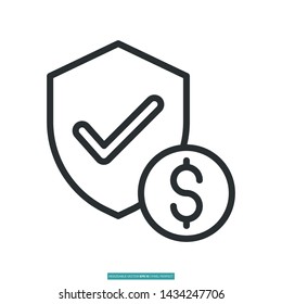 Trust With Dollar Sign Icon Vector Illustration Logo Template For Website Or Mobile App.