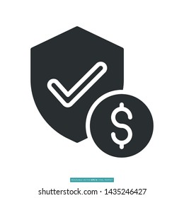 Trust With Dollar Sign Icon Vector Illustration Logo Template For Website Or Mobile App.