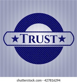 Trust emblem with denim high quality background