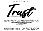 Trust Font Stylish brush painted an uppercase vector letters, alphabet, typeface