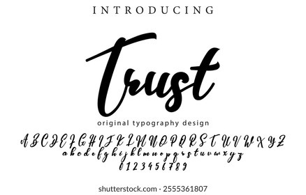 Trust Font Stylish brush painted an uppercase vector letters, alphabet, typeface