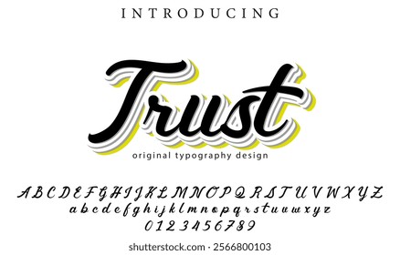 Trust Font Stylish brush painted an uppercase vector letters, alphabet, typeface