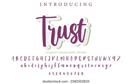 Trust Font Stylish brush painted an uppercase vector letters, alphabet, typeface