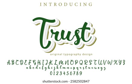 Trust Font Stylish brush painted an uppercase vector letters, alphabet, typeface