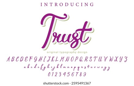 Trust Font Stylish brush painted an uppercase vector letters, alphabet, typeface