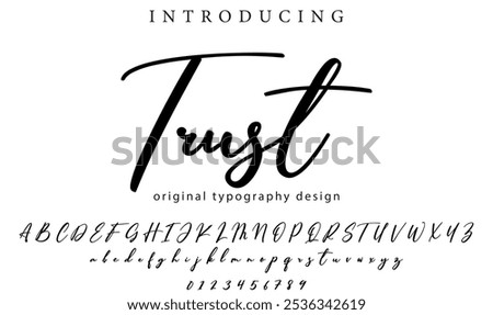 Trust Font Stylish brush painted an uppercase vector letters, alphabet, typeface