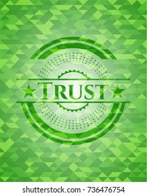 Trust green emblem with mosaic background