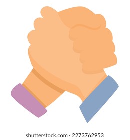 Vector de caricatura de icono de la mano de confianza. Agitar al equipo. Amigo de soporte