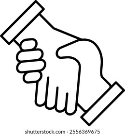 Trust Handshake Vector Line Icon Design