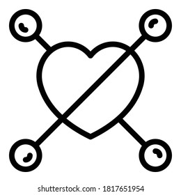 Trust heart icon. Outline trust heart vector icon for web design isolated on white background