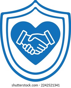 Trust Icon, Trust Handshake Icon, Blue Vector