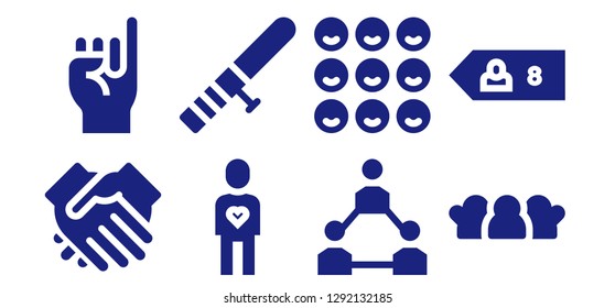  trust icon set. 8 filled trust icons. Simple modern icons about  - Shake hands, Promise, Friend, Baton, Teamwork, Friends