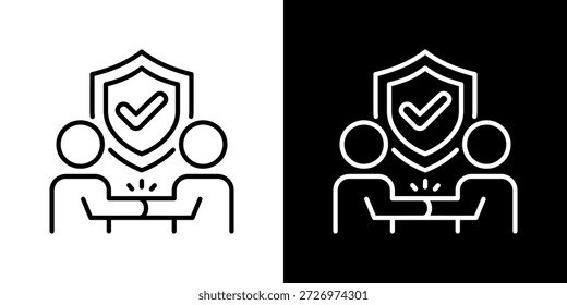 Vertrauenswürdiger Symbolsatz. Clean Line Design mit hellen und dunklen Versionen für vielseitige Nutzung.