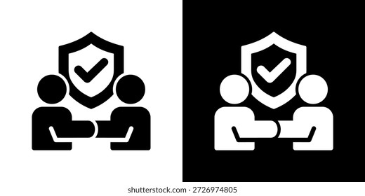 Vertrauenswürdiger Symbolsatz. Clean Line Design mit hellen und dunklen Versionen für vielseitige Nutzung.