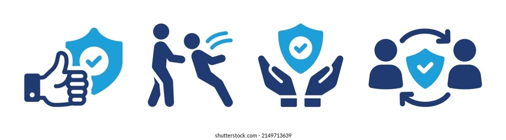 Trust icon set. Containing secure, partnership, protection and agreement icon vector illustration.