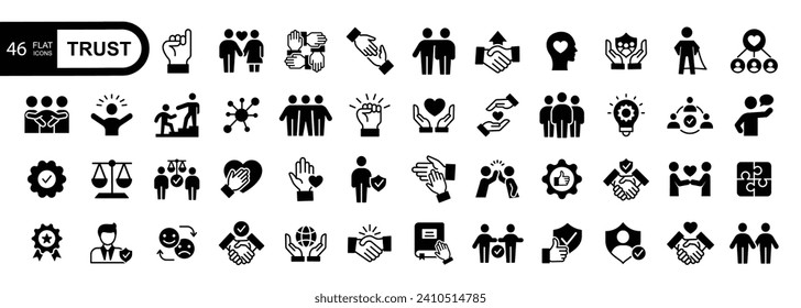 Trust icon set. Flat style icons pack. Vector illustration.
