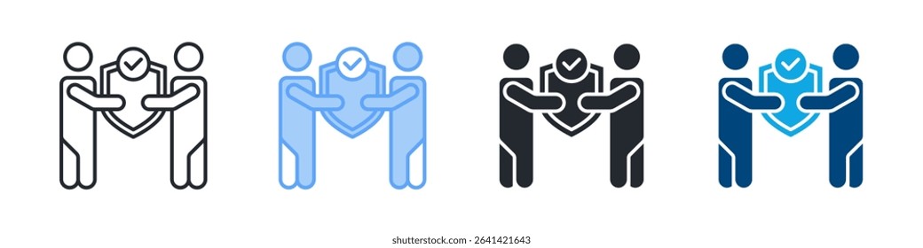 Trust Icon Set Multiple Style. Design In Outline, Blue, Glyph, Dualtone