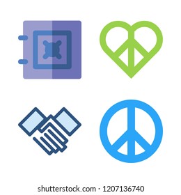 trust icon set. vector set about safebox, peace and handshake icons set.