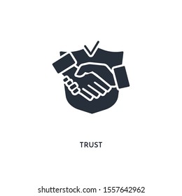 trust icon. simple element illustration. isolated trendy filled trust icon on white background. can be used for web, mobile, ui.