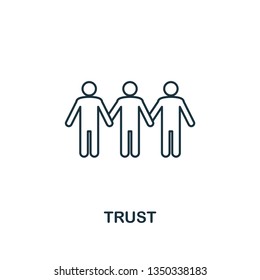 Trust icon. Thin line design symbol from business ethics icons collection. Pixel perfect trust icon for web design, apps, software, print usage.