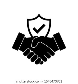 Trust icon vector. Handshake icon. Partnership and agreement symbol. Trust for protection