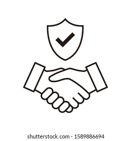 Trust icon vector. Handshake icon. Partnership and agreement symbol. Trust for protection
