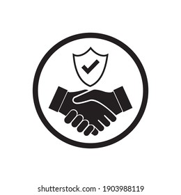 Trust icon vector. Handshake icon. Partnership and agreement symbol. Trust for protection
