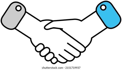 Trust icon vector. Handshake sign with shield. Partnership and agreement symbol. Trust for protection. Handclasp of human hands. Teamwork concept and business meeting, friendship, confidential contact