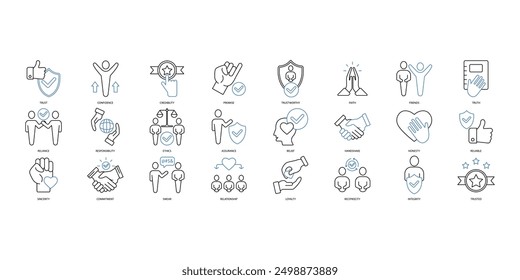 Trust icons set. Set of editable stroke icons.Set of Trust