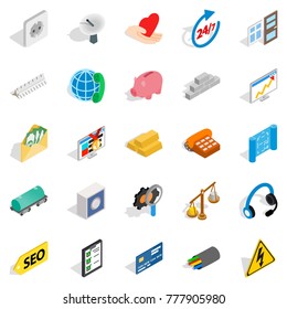 Trust icons set. Isometric set of 25 trust vector icons for web isolated on white background