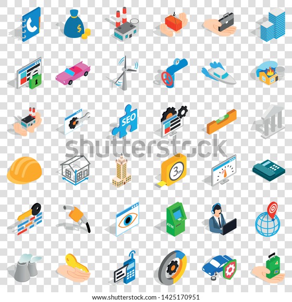 Trust icons set. Isometric style of 36 trust\
vector icons for web for any\
design