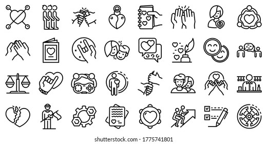 Trust icons set. Outline set of trust vector icons for web design isolated on white background