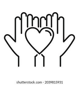 Vertrau dich darauf, dass Herz-Symbol-Umriss-Vektorgrafik bleibt. Liebe Hand. Zusammenarbeit im Abkommen