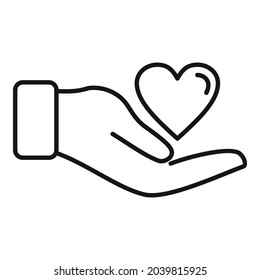 Trust keep love icon outline vector. Hand heart. Agreement cooperation