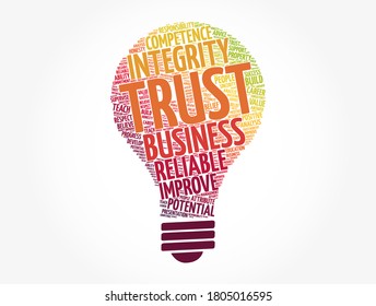 TRUST light bulb word cloud collage, business concept background